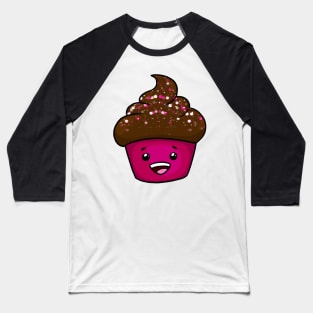 Chocolate Kawaii Cupcake with Sprinkles Baseball T-Shirt